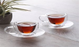 Perotti Çift Cidarli 2 Li Cam Tabaklı Kahve Fincanı